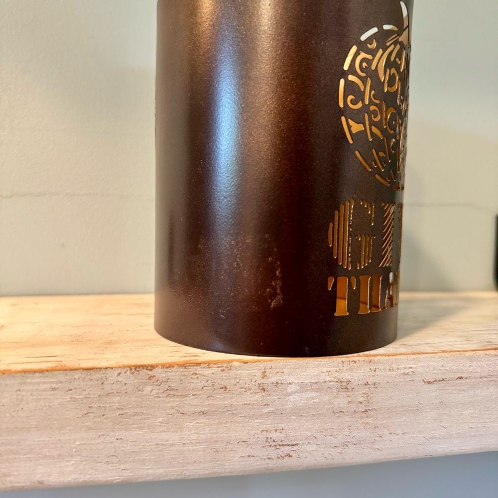 “Give Thanks” Pillar Candle Holder | Fall Autumn Thanksgiving Pumpkin Harvest - Picture 3 of 5